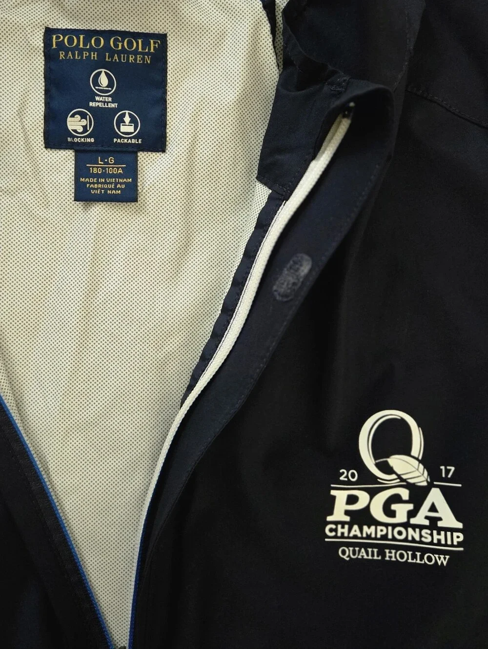 Polo Ralph Lauren Navy 2017 PGA Championship Qual Hollow Windbreaker/Jacket L